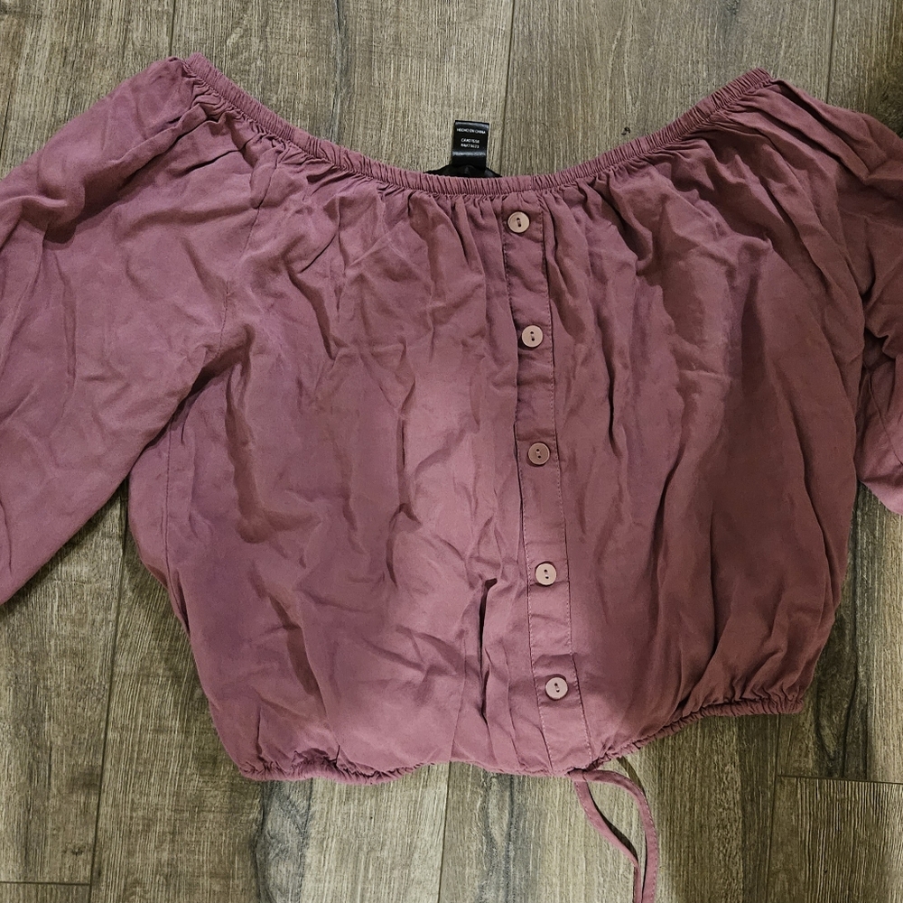Pink Medium Length White Button Down Top - image 3